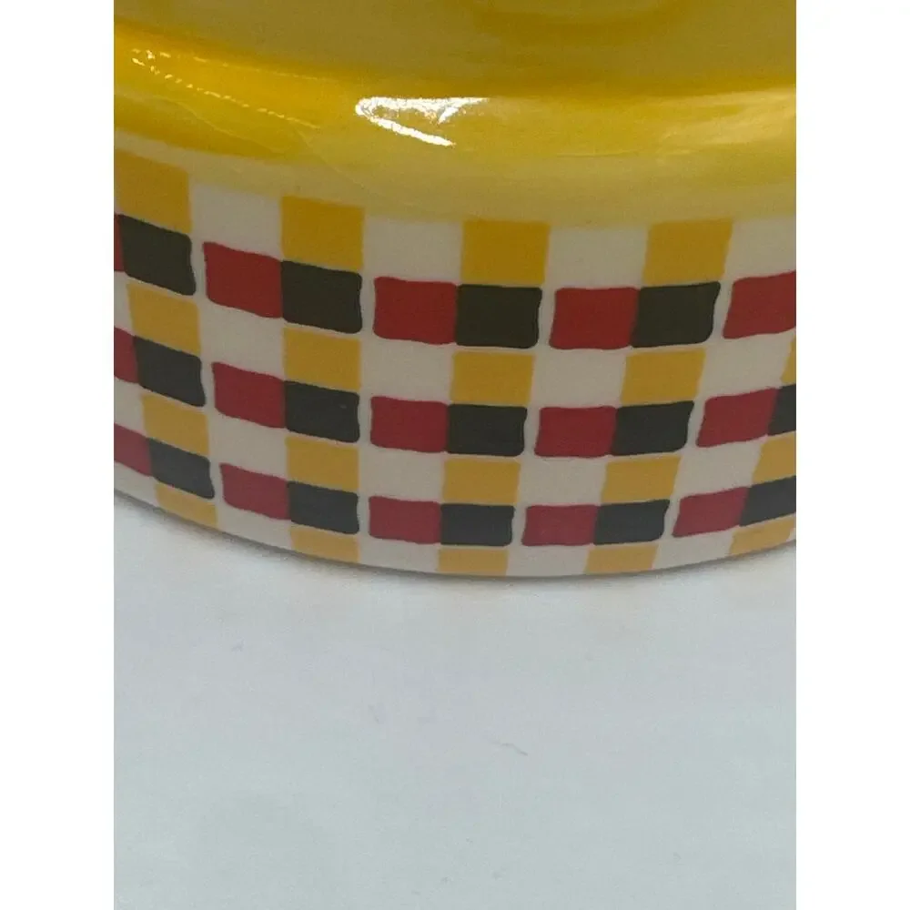 MSRF Inc Fire Hydrant Cookie Jar Yellow Ceramic Checkerboard 12